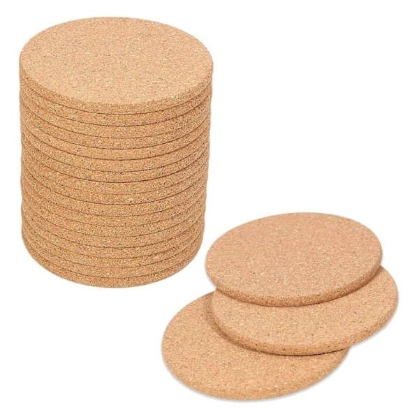 10-pack Cork Coasters for Drinks, Bar Coasters, Absorbent, Heat-Resistant, Reusable Trays for Wine