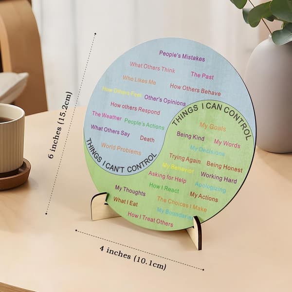 Emotion Wheel Therapy Office Desk Decor 6 Inch Double-Sided Emotion Chart Feeling List Guide