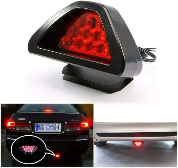 Red Taillight with 12 LED, 12V Universal 3rd Brake Light, Strobe Taillight, White Light and