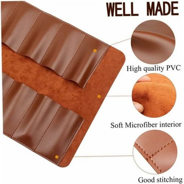 Værktøjsrulle Læderpose Pung 10 Rum Multi-bruger Organizer Wrap