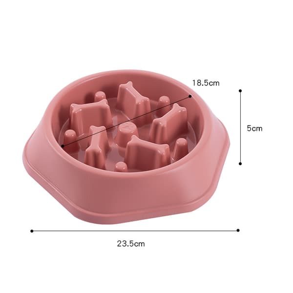 Naturlig Långsam(rosa) Matare Hundskål Ø19cm, Bambu Hund Långsam Matare