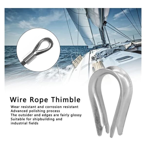 Stainless Steel Wire Rope Rigging Tools, 50-Pack Wire Rope Thimbles for Shipbuilding Industry (M4 (4mm))
