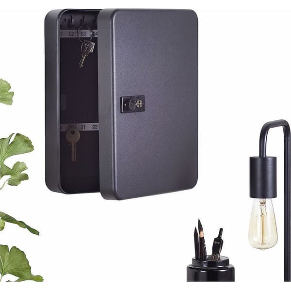Black 36-Bit Combination Key Cabinet, Wall Mounted Key Cabinet, Car Storage Cabinet, Lockable Key Cabinet with Digital Code