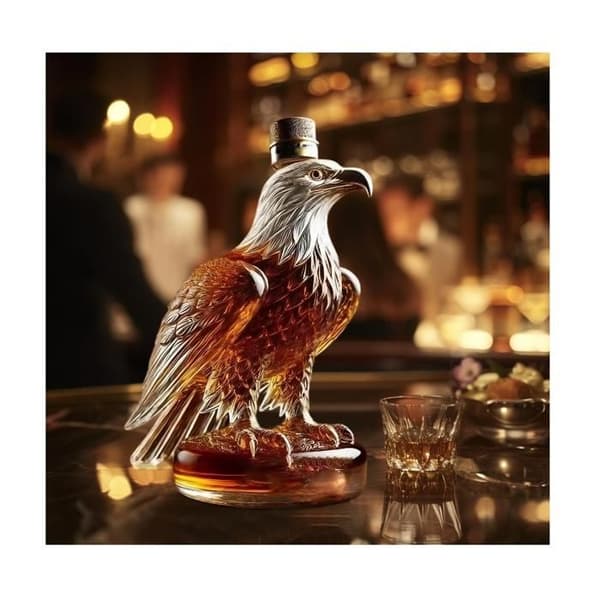 Unique Eagle Whiskey Decanter - Fun Eagle Design - Premium Quality Whiskey Decanter - Gift for Whiskey Lovers (Round Bottom)