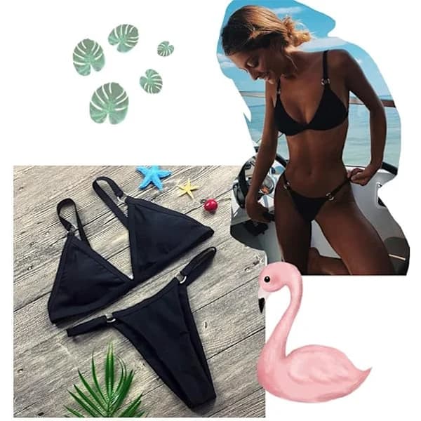 (pow yeah!) Musta M Uimapuku Seksikäs Push Up Pehmustettu Brasilialainen Bikini Tri