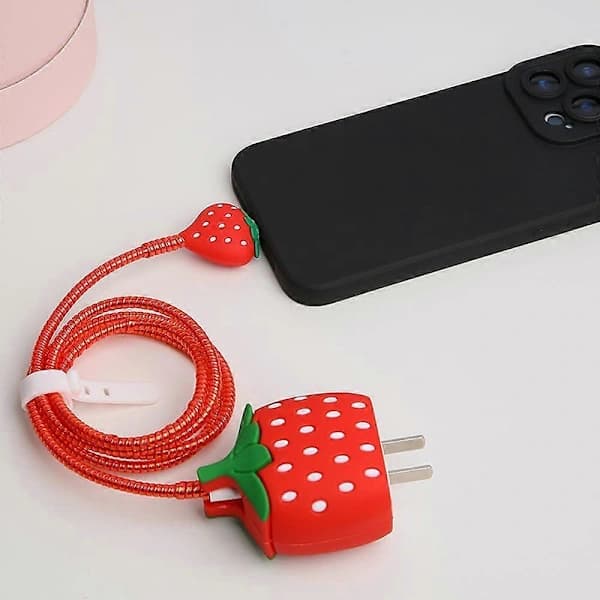 (pow yeah!) Charger Protector Compatible with iPhone 20W USB-C Power Adapter Charger 3D Cute Cartoon Design Charger Cover Cable Protector Wire Protector F