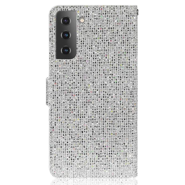 Flip Case Glitter Powder Practical Strap Stylish Wallet Case for Samsung Galaxy S22 5G