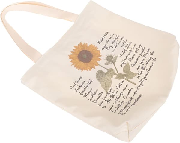 Blomster Tote Bag Beige Lerret Gjenbrukbar Handleveske for Kvinner