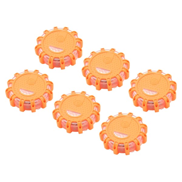 6PCS 12V LED Warning Light Waterproof Dustproof High Brightness Home Car Field Emergency Lighting Orange with Dots