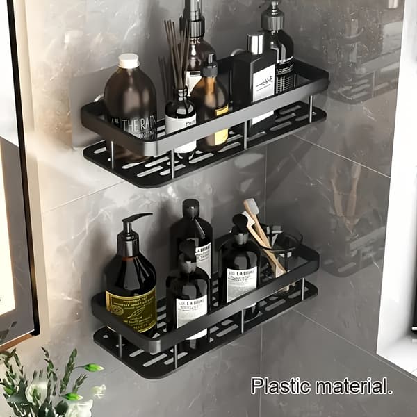 Wall-Mounted Shower Caddy with Large Capacity, Drill-Free Floating Shelf for Bathroom and Kitchen