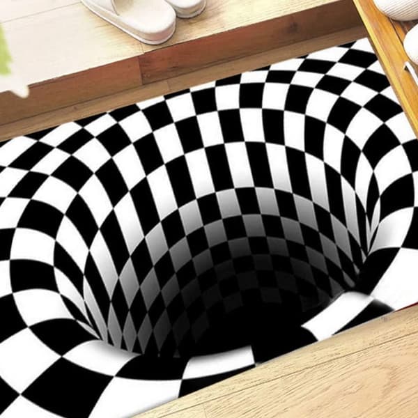 3D illusjonsbenkeplater, dørmatte, optisk illusjon sklisikker geome