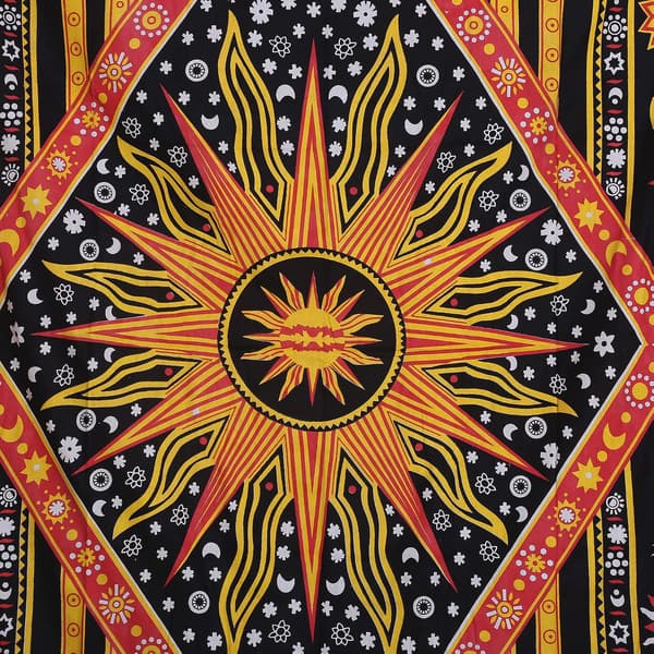 1 st bomullssol och måne väggbonad 213x137cm Hippie Mandala Etnisk