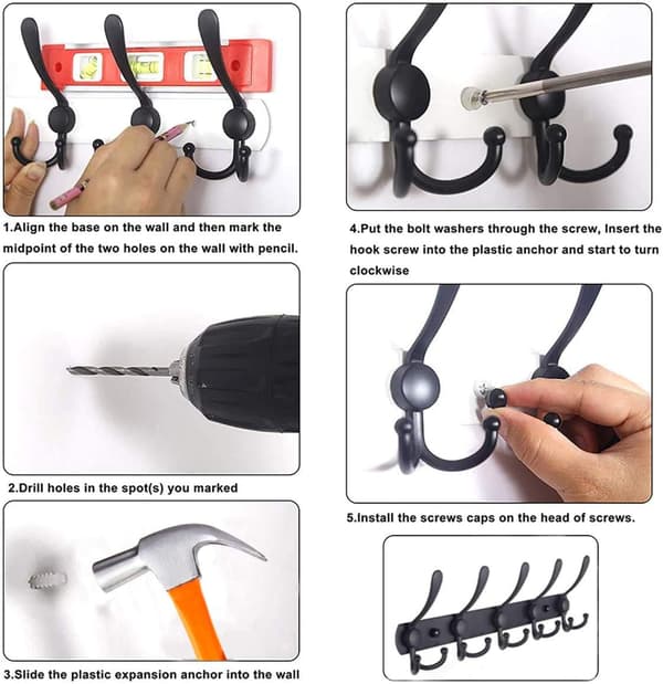 Wall Mounted Stainless Steel Coat Rack, Clothes Hooks, Wall Hook