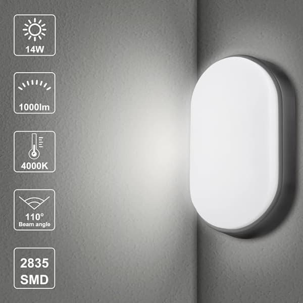 LED-seinävalaisin elliptinen lamppu musta lamppu 220*135*70mm