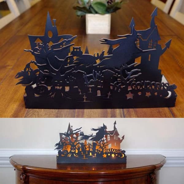 1 stk (uten lys) Halloween lysboksstatue Halloween-pynt Metall