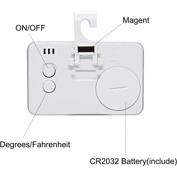 Kylskåpstermometer, 2-pack LCD Digital Kyl-Frysskåpstermometer med Hängkrok och Infällbart Ställ