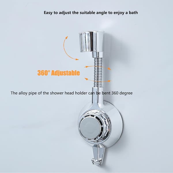 360° Flexible Adjustable Shower Head Holder with Hook, Self-Adhesive