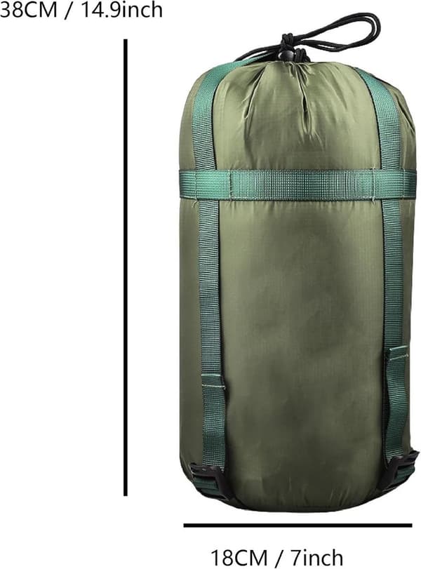 Nylon kompressionspose til sovepose, let justerbar opbevaringspose til camping, vandring, rejser