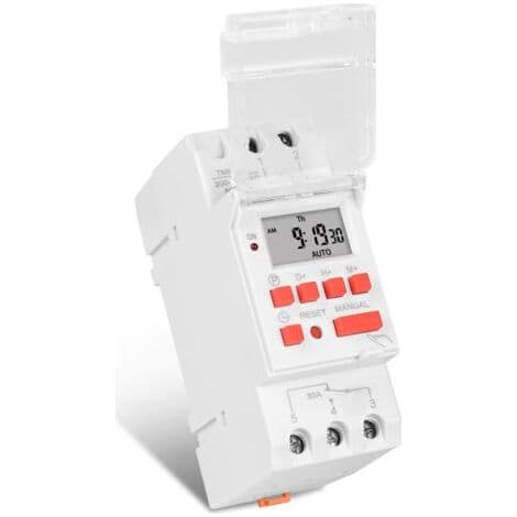 Elektrisk vandvarmer timer, tidsafbryder, 30A digital timerkontakt med 1-sekunds LCD-display, 220V digital timerrelæ