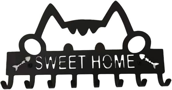Cat Key Hook for Wall, Wall Mounted, Metal Key Holder, with 8 Hooks