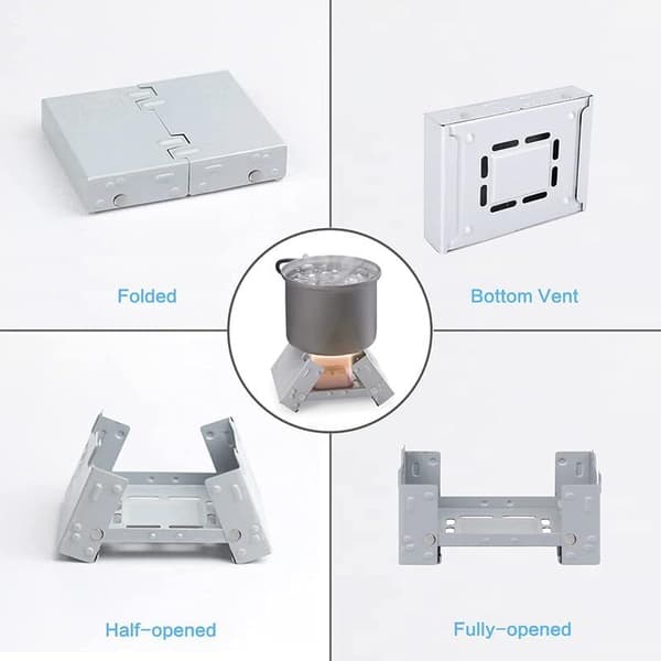 1 Portable Solid Fuel Stove, Foldable Thick Solid Alcohol Oven for Camping, Hiking, Picnics, Grills