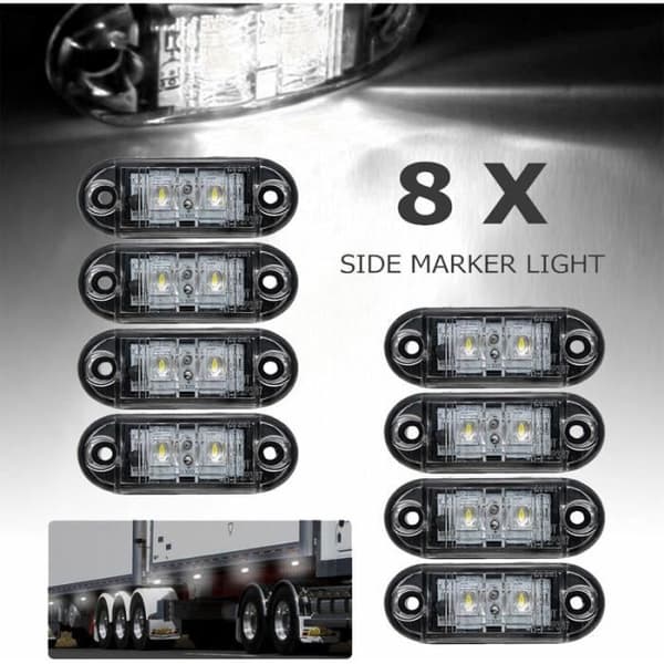 Lastebil Sidelys, 8 stk LED Sidemarkeringslys Foran og Bak Sidelys 12V 24V Universal