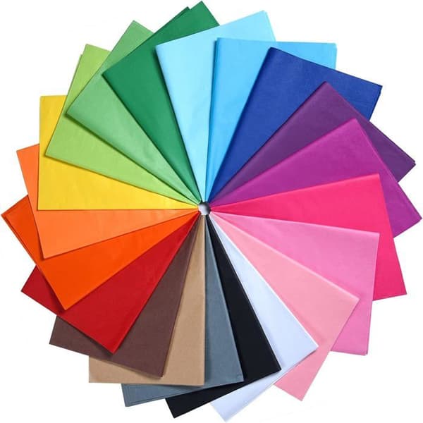 Silkepapir - 60 ark - 20 farver - 35x50cm - Til gaveindpakning og hobby