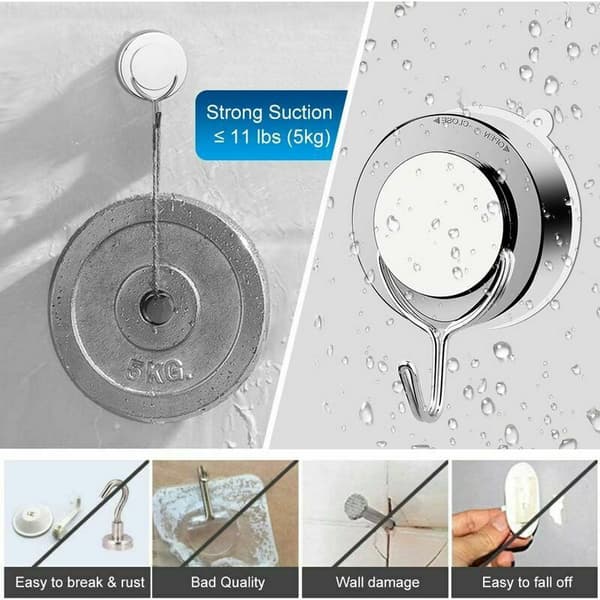 Vacuum Suction Cup Hooks for Bathroom Toilet Kitchen Powerful Towel Hook Shower Robe Hook Stainless Steel (4-pack)