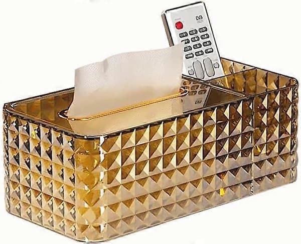 Servietboks, Multifunktionel Servietboks Akryl Skrivebordsorganisator Genanvendelig Klar Servietholder (Guld)