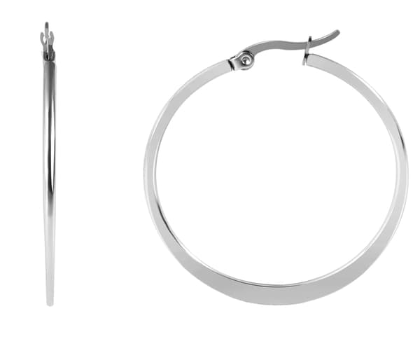 Runde blanke tynne hoop / creoler sølvøredobber i rustfritt stål - 3,9 cm sølv Silver