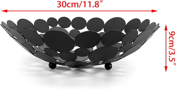 Fruit Bowl for Countertop Metal Fruit Storage Basket Kitchen & Dining Table Fruit Display, Black