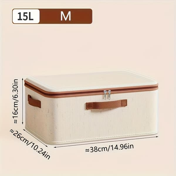 Foldable Under Bed Storage Box with Lid - Fabric Organizer for Clothes and Bedding 【Beige】 2XL 2XL 【Beige】