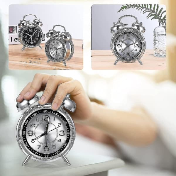 Extra Loud Alarm Clock for Heavy Sleepers, 10cm Silent Non-Ticking Quartz with Backlight (Blue)[JUN]