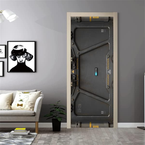 30,3\"x78,7\" 3D Door Sticker Self-Adhesive - Sci-fi Door with Key