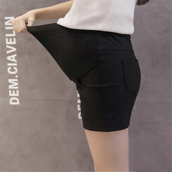 Maternity Sommershorts Høj Talje Elastisk Bomuld Åndbare Graviditetsmave Støtte Shorts Sort XL