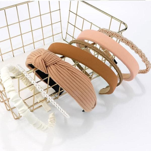 7-pack Håraccessoarer för Kvinnor - Eleganta Diadem och Pärlscrunchies