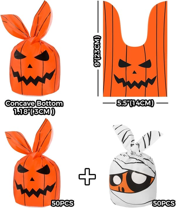 100 st 14*23cm Halloween-påsar Dekorationer Godispåsar för