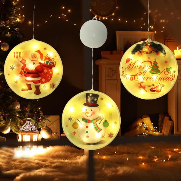 3 snögubbe och tomte LED-ljusslinga, 3D rund snögubbe LED Christ