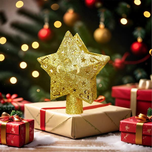 Christmas Tree Star with Lights 3D Glitter Dynamic Projection for Christmas Holiday Star Star