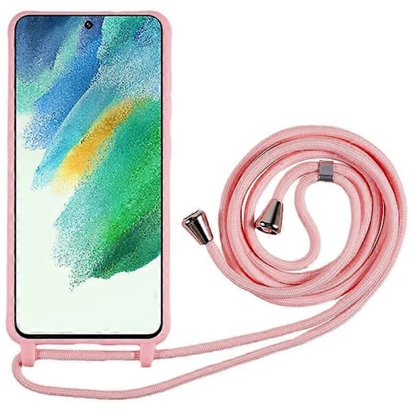(pow yeah!) Shockproof Flexible TPU Back Cover with Lanyard for Samsung Galaxy S21 FE 5G