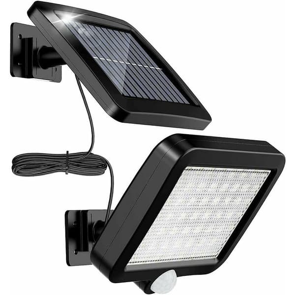 56 LED-solcellelampe til udendørs brug med bevægelsessensor, 120 vandtæt IP65 solcellelampe til have med 5 m kabel