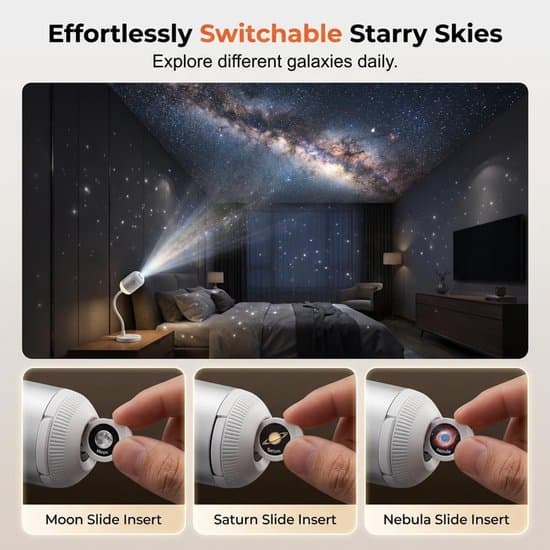 2-in-1 Galaxy Projector and Night Light – New USB Star Projector with Adjustable Brightness; Mini Galaxy Projector for Bedroom Ceilings and Walls