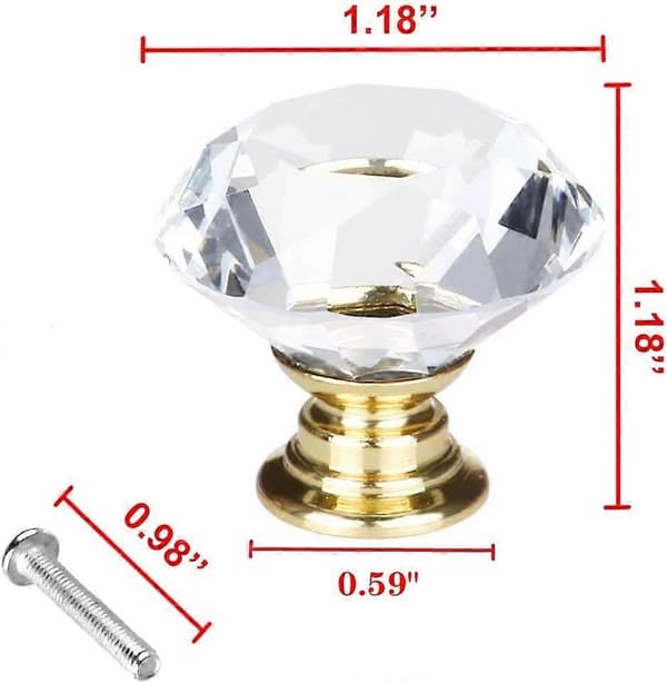 10 st 30 mm Diamond Glass Crystal Drawer Handles Knobs with Screws for Home Office