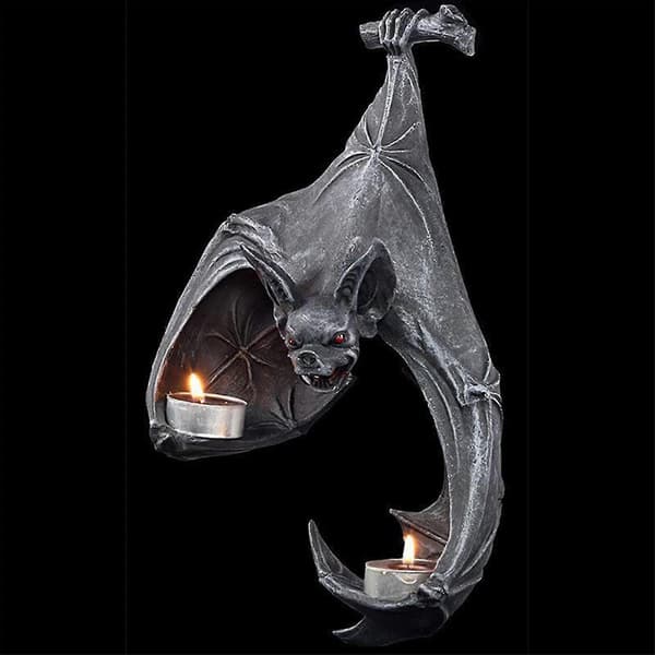 Halloween Bat Wall Sconce Tealight Holder, Gothic Hanging Decor for Home and Garden