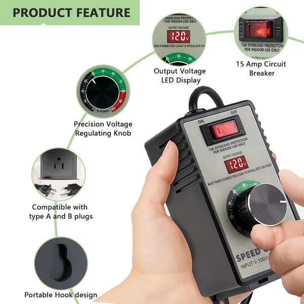 AC motor speed controller 220V 10A, variable speed controller and fan speed controller with overload protection and LED display