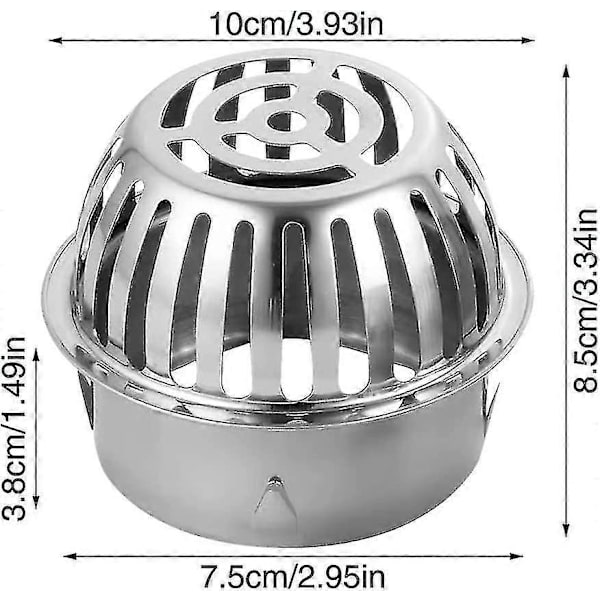 2 stk. rustfrie nedløpsrørssiler, diameter 83 mm, takrennebeskyttelse