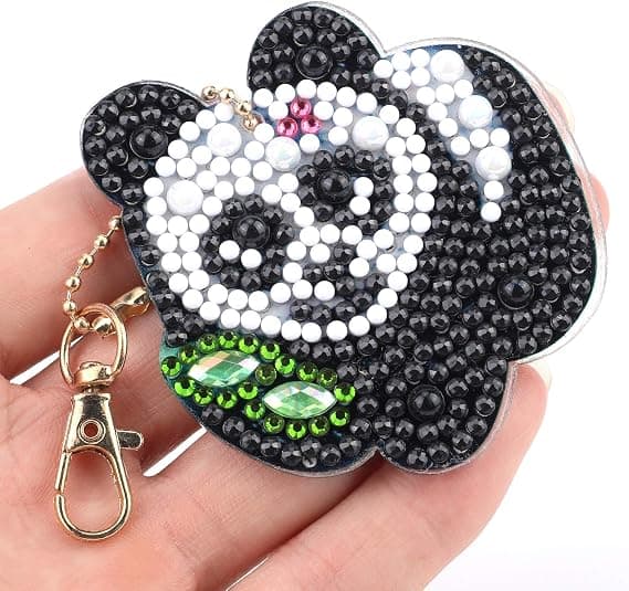 5 kpl DIY 5D Panda Timanttimaalaus Avaimenperiä, Strassi