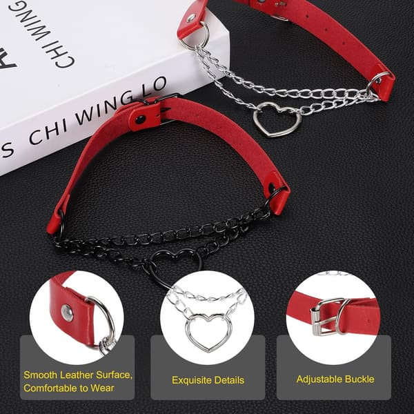 PU-skinnchokere Svart Sølv Rød Black/Silver Red