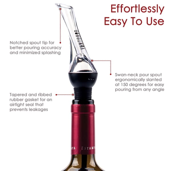 Vinaerator - Premiumlufter og dekanteringspip (svart)