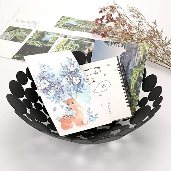 Fruit Bowl for Countertop Metal Fruit Storage Basket Kitchen & Dining Table Fruit Display, Black